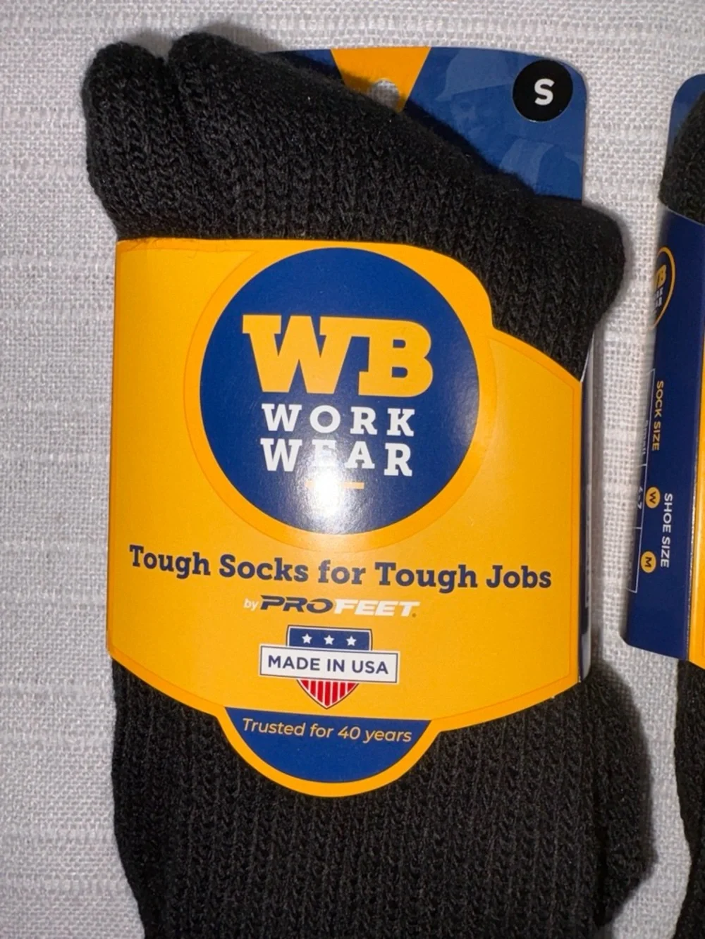 NWT Wilson Brown WB Workwear Heavy Duty Boot Socks Black 2 Pack Size S
